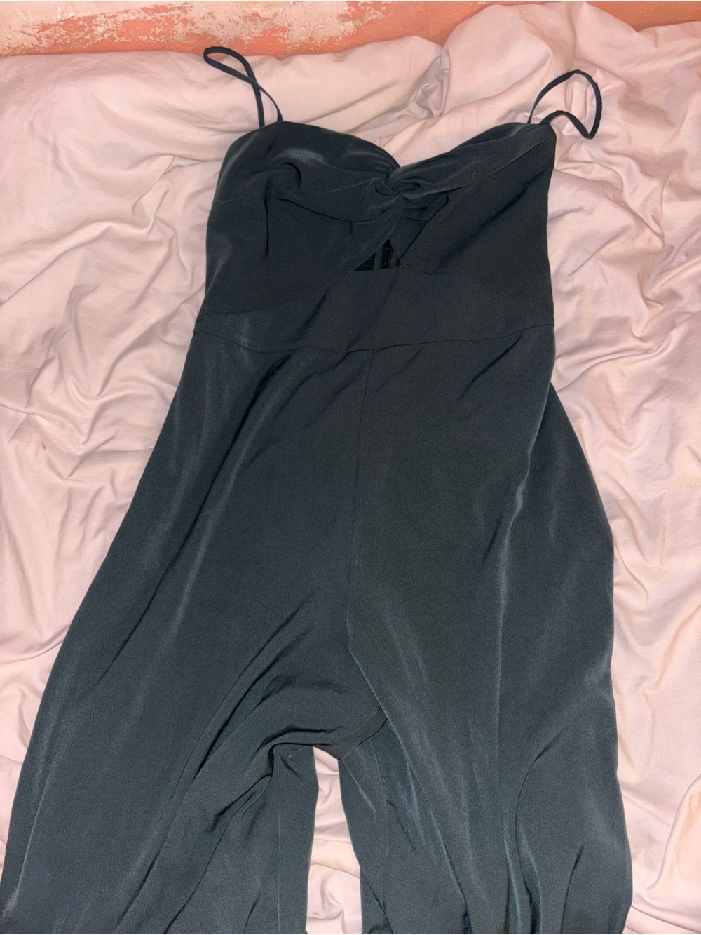 Abercrombie & Fitch Black Spaghetti-Strap Twist-Front Jumpsuit